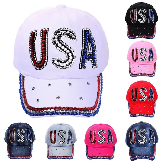 Shiny Rhinestone Baseball Cap Bling hat