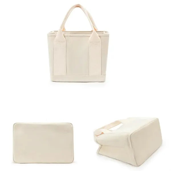 16 oz Multi Pocket Canvas Tote Bag with Reinforced Handle