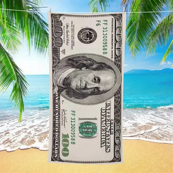 Bath Pool Spa Travel 100 Dollar Bill Patterned Beach Towel