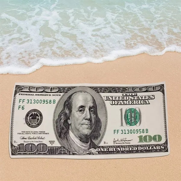Bath Pool Spa Travel 100 Dollar Bill Patterned Beach Towel