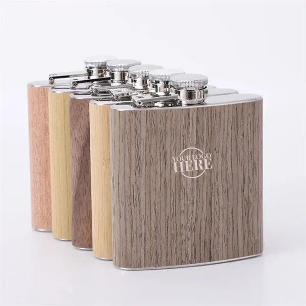 6 oz Handcrafted Wood Wrapped Stainless Steel Flask