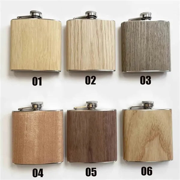 6 oz Handcrafted Wood Wrapped Stainless Steel Flask