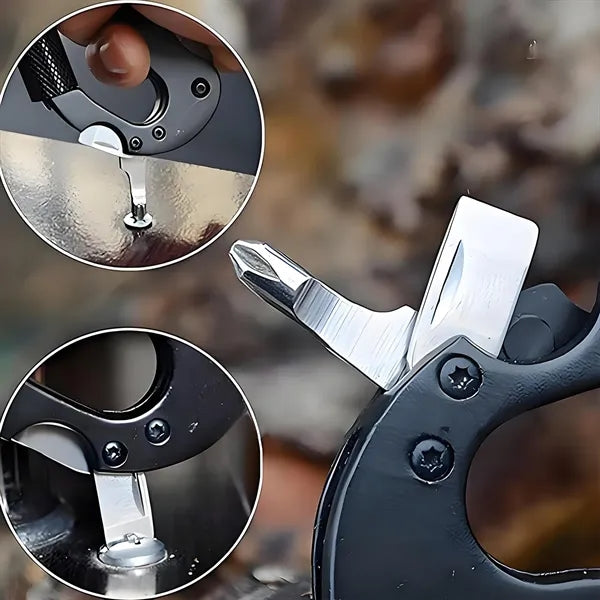 Carabiner With Bottle Opener And Knife