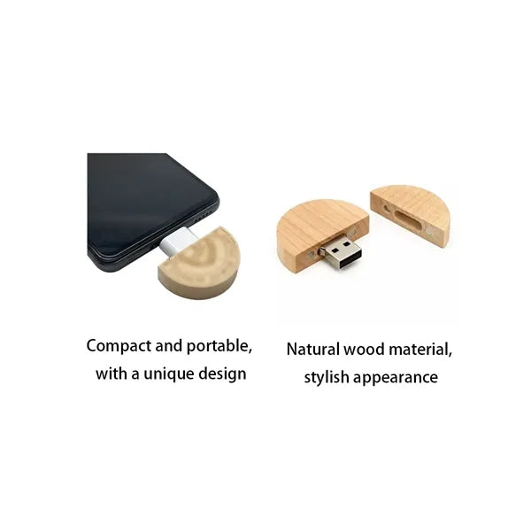 1.6" x 1.6" 2-in-1 Wooden 4g USB Flash Drive