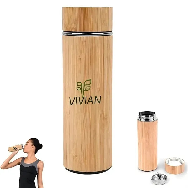 16oz. Premium Vacuum Sealed Bamboo Bottle