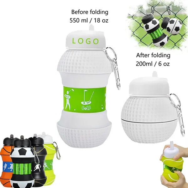 18 Oz Silicone Football Golf Bottle Clip-On Collapsible