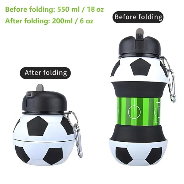 18 Oz Silicone Football Golf Bottle Clip-On Collapsible
