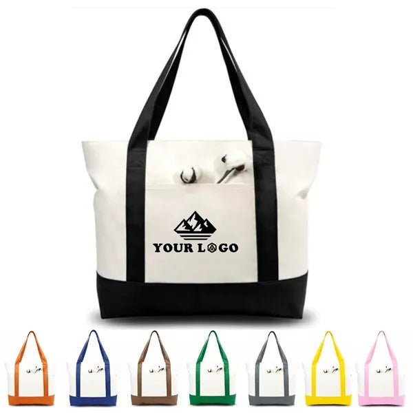 Two Tone Cotton Canvas Tote Bags