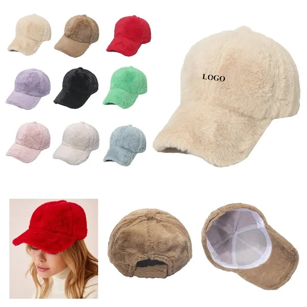 Rabbit Fur Leather Baseball Cap