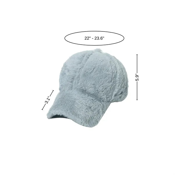 Rabbit Fur Leather Baseball Cap