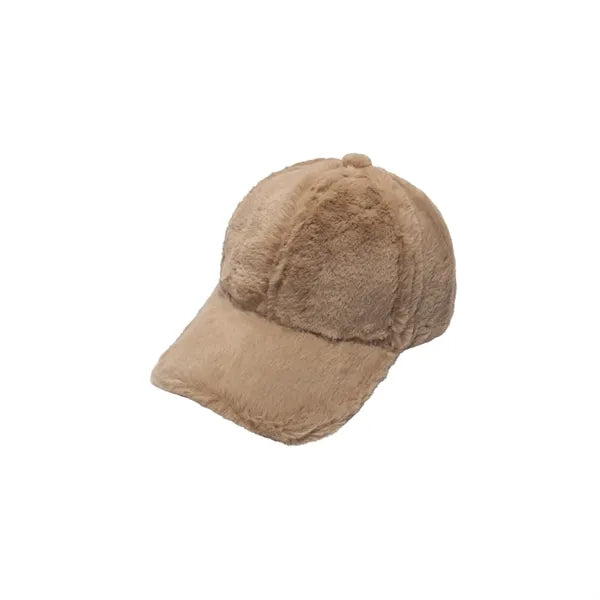 Rabbit Fur Leather Baseball Cap