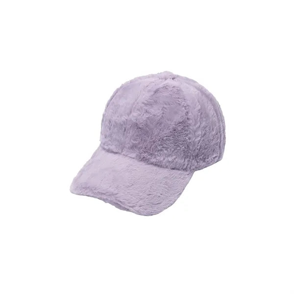 Rabbit Fur Leather Baseball Cap