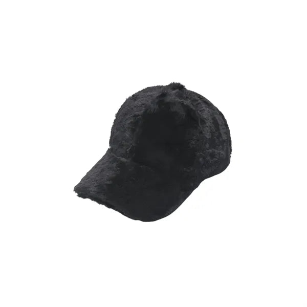 Rabbit Fur Leather Baseball Cap