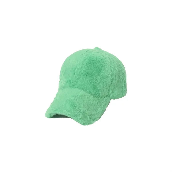 Rabbit Fur Leather Baseball Cap
