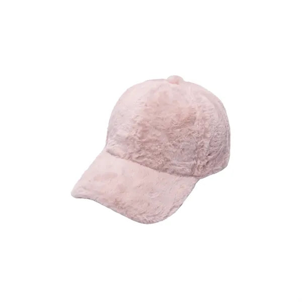 Rabbit Fur Leather Baseball Cap