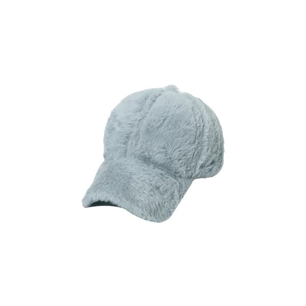 Rabbit Fur Leather Baseball Cap