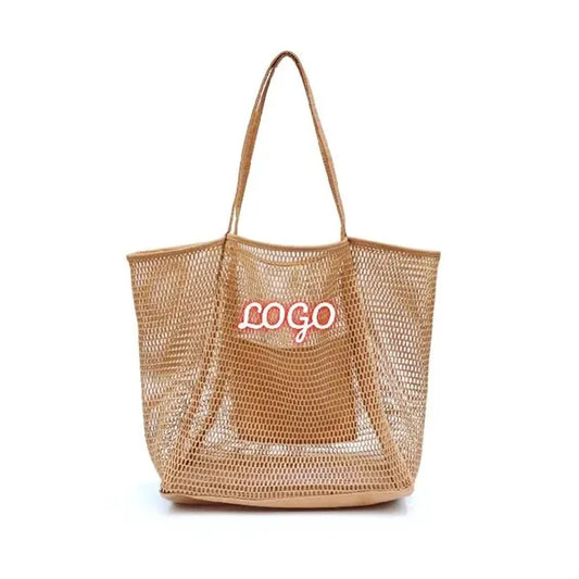 Mesh Beach Tote Women's Shoulder Handbag with Inner Pocket