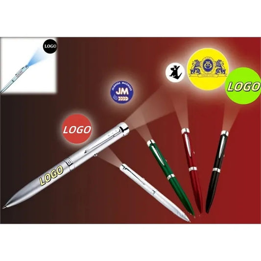 Metal ballpoint pen with LED light projection function