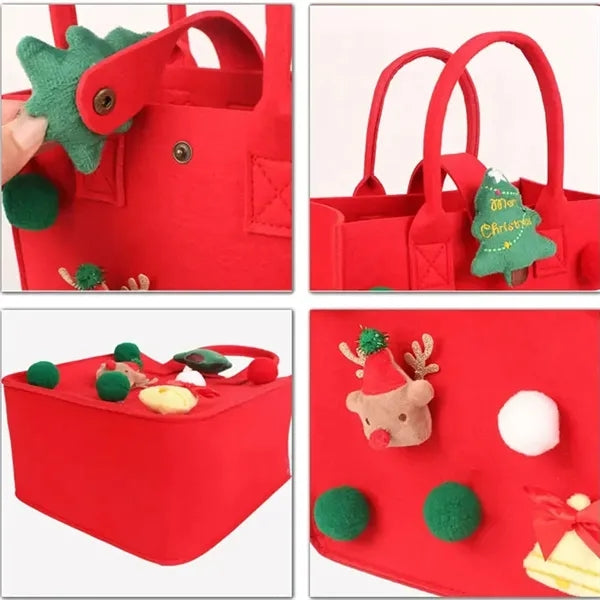Christmas Theme Felt Gift Bag Decorated With Toys