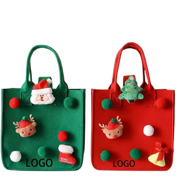 Christmas Theme Felt Gift Bag Decorated With Toys