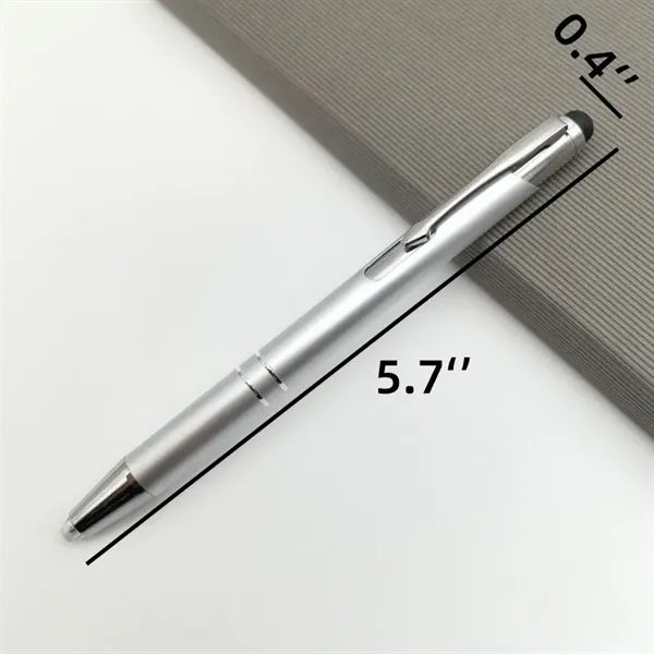 2 In 1 Soft Touch Aluminum Metal Stylus Pen w/Lighted Tip