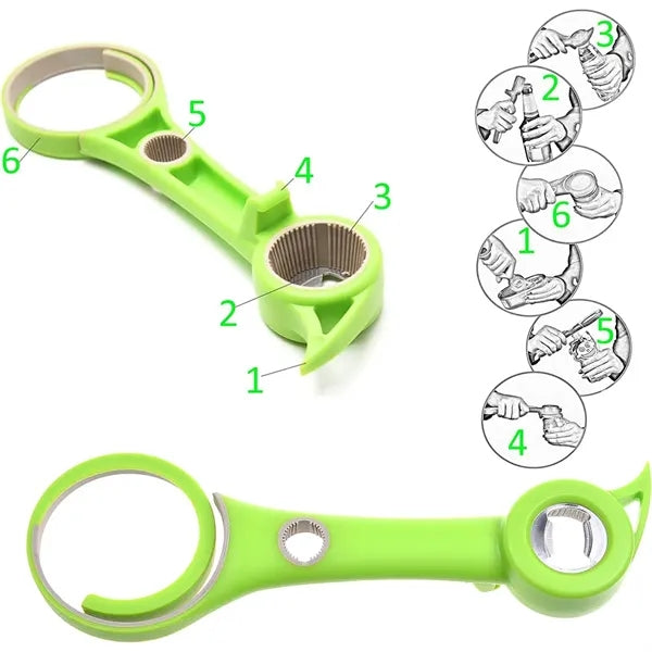 6 in 1 Beer Lid Remover Bottler Opener Jar Gripper