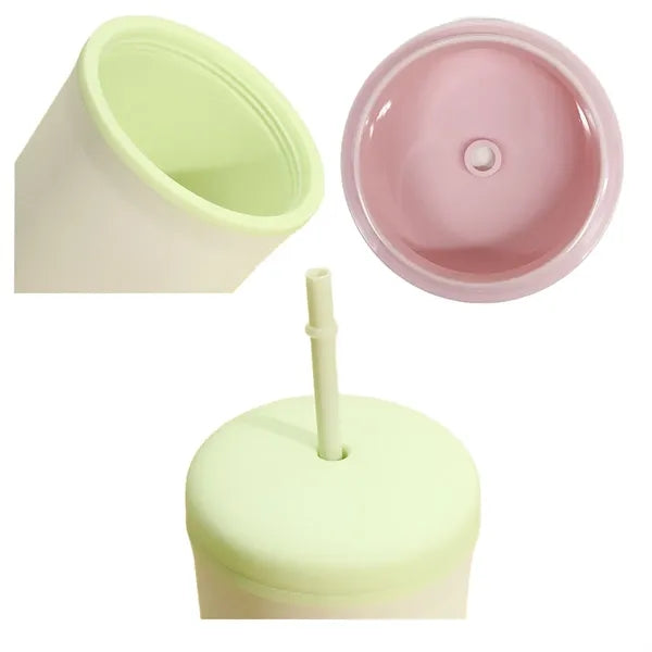 Creative Student Mug Portable Double Layer Plastic Straw Cup