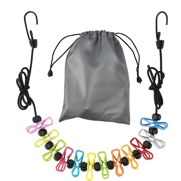 Retractable Travel Clothesline with 12 Clothes Clips