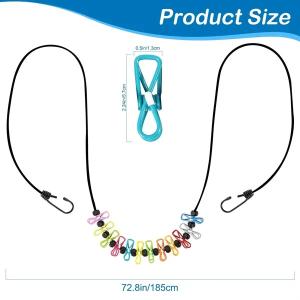 Retractable Travel Clothesline with 12 Clothes Clips
