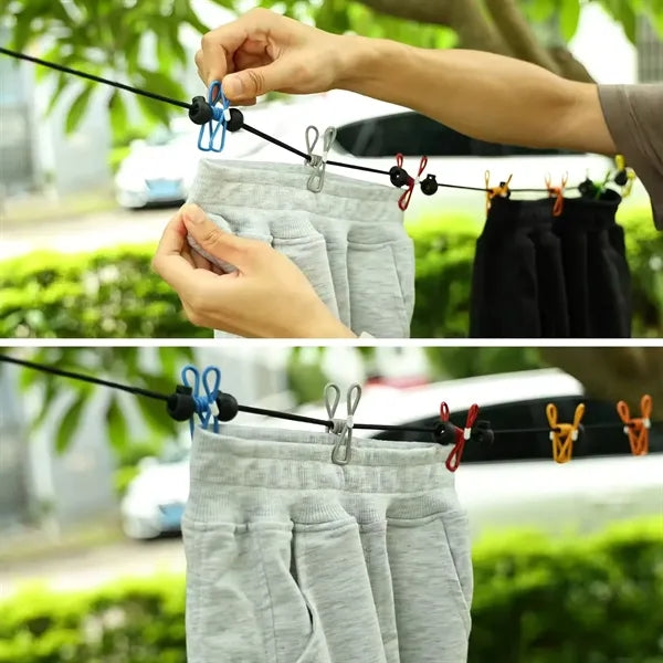 Retractable Travel Clothesline with 12 Clothes Clips