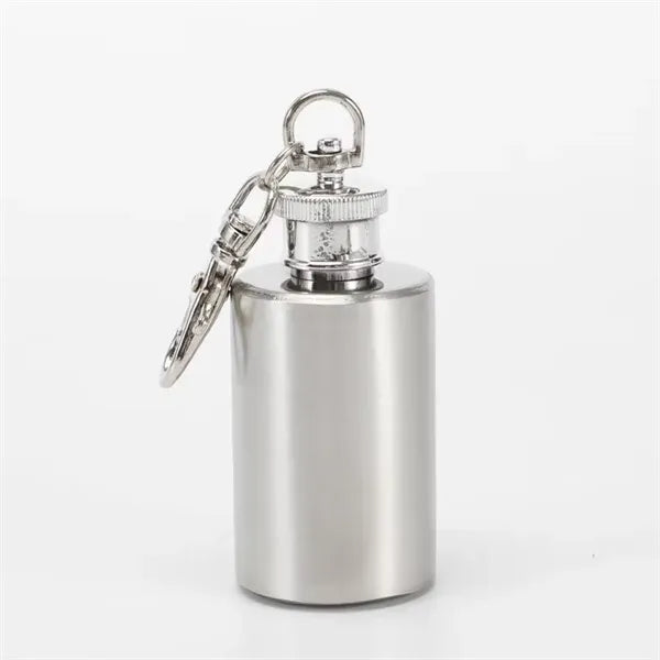 Mini Stainless Steel Hip Flask with Keychain 1 OZ