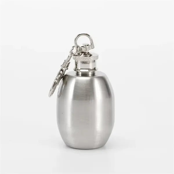 Mini Stainless Steel Hip Flask with Keychain 1 OZ