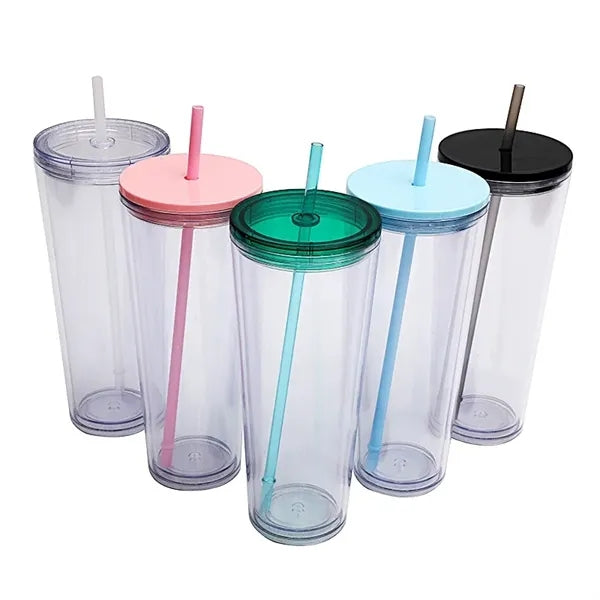 24 Oz.Transparent Large Capacity Plastic Straw Cup