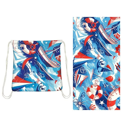 Summer Convertible Folding Microfiber Beach Towel Tote Bag