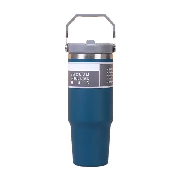 Stainless steel car cup with straw