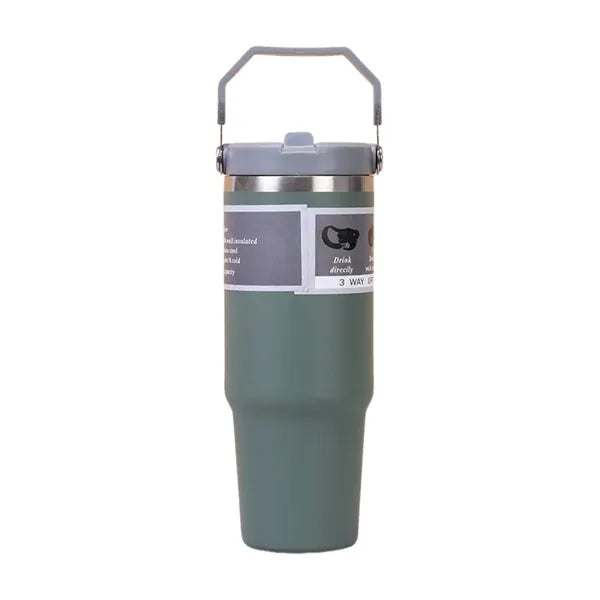 Stainless steel car cup with straw