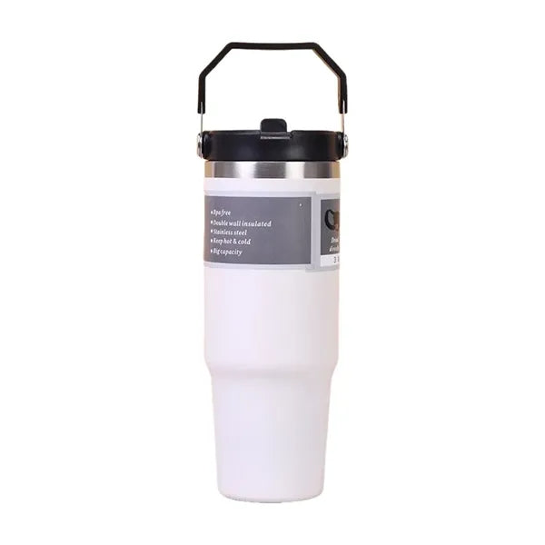 Stainless steel car cup with straw