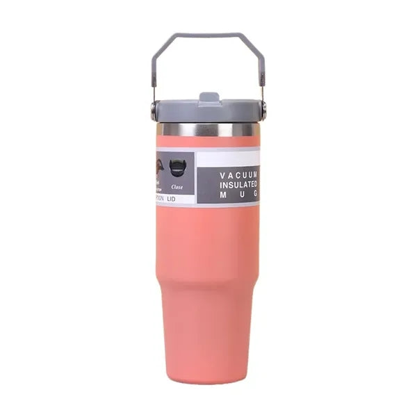 Stainless steel car cup with straw