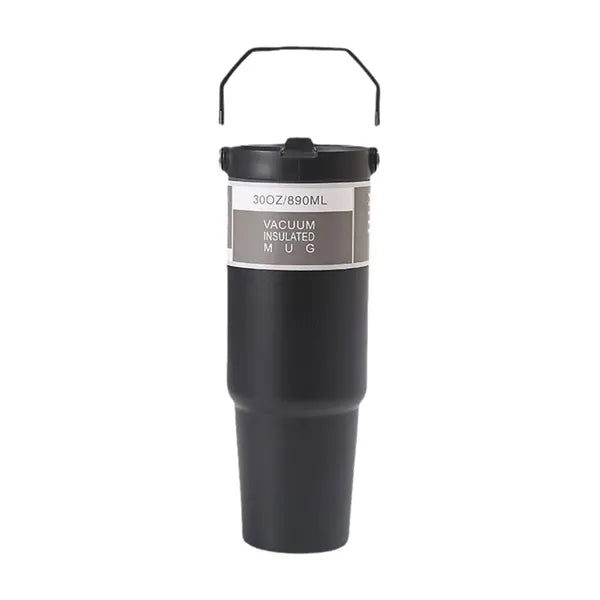Stainless steel car cup with straw