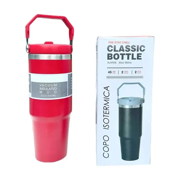 Stainless steel car cup with straw
