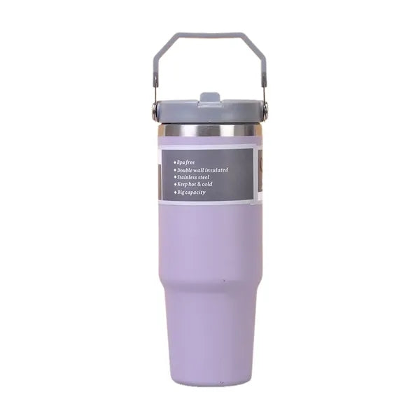 Stainless steel car cup with straw