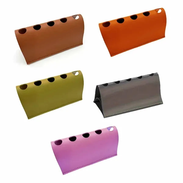 Luxury PU Leather Desk Pen Holder with Multiple Slots