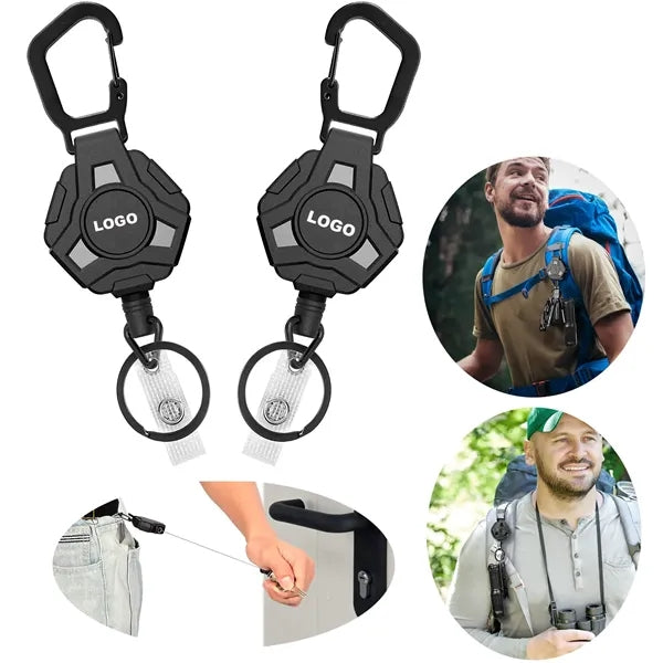 Retractable Keychain Heavy Duty Carabiner Badge Holder