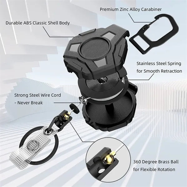 Retractable Keychain Heavy Duty Carabiner Badge Holder