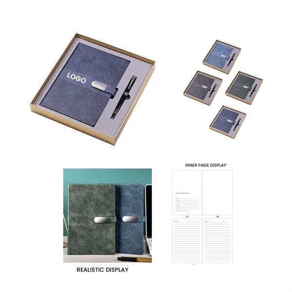 Magnetic Buckle A5 Notepad Diary & Pen Gift Box Set