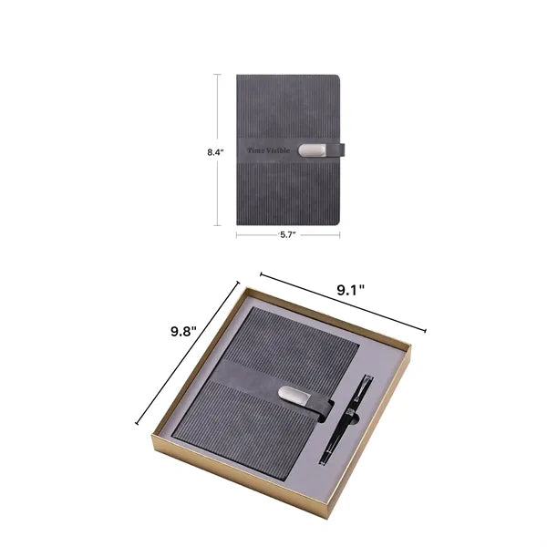 Magnetic Buckle A5 Notepad Diary & Pen Gift Box Set