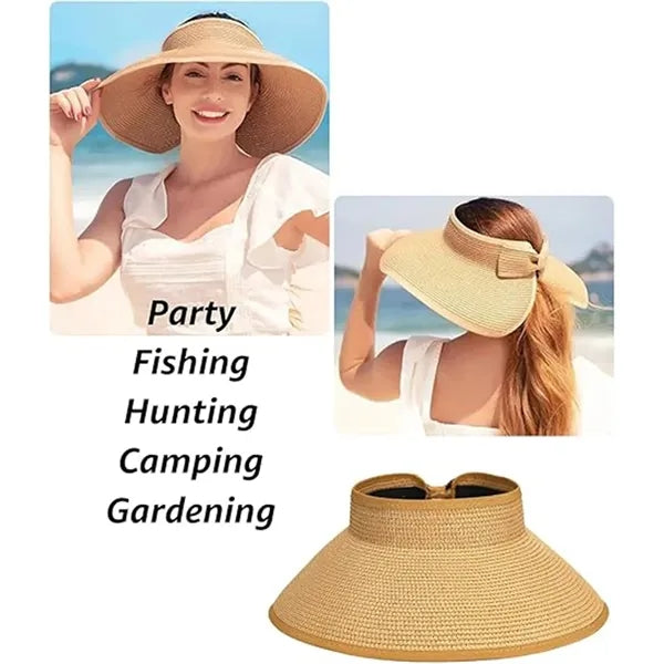 Topless Beach Sunshade Straw Hat For Women
