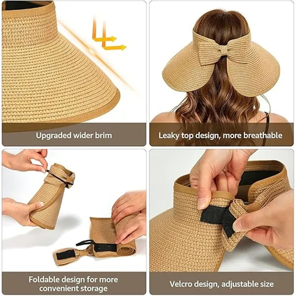 Topless Beach Sunshade Straw Hat For Women