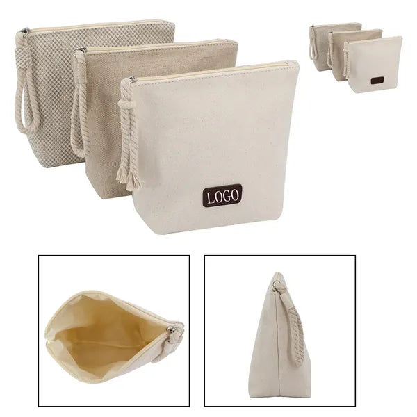 Cotton Canvas Makeup And Cosmetic Bag