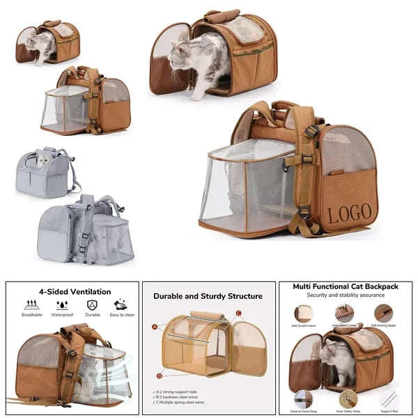 Expandable Breathable Mesh Pet Backpack Carrier